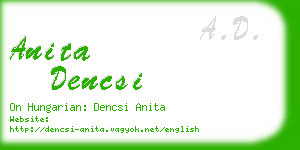 anita dencsi business card